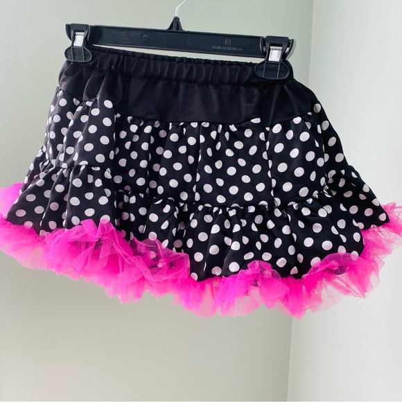 Adult Black White Dot Tutu With Hot Pink Trim - Size XS - Picture 2 of 6